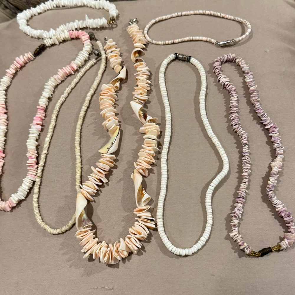 Cream and Pink Bohemian Shell Necklaces